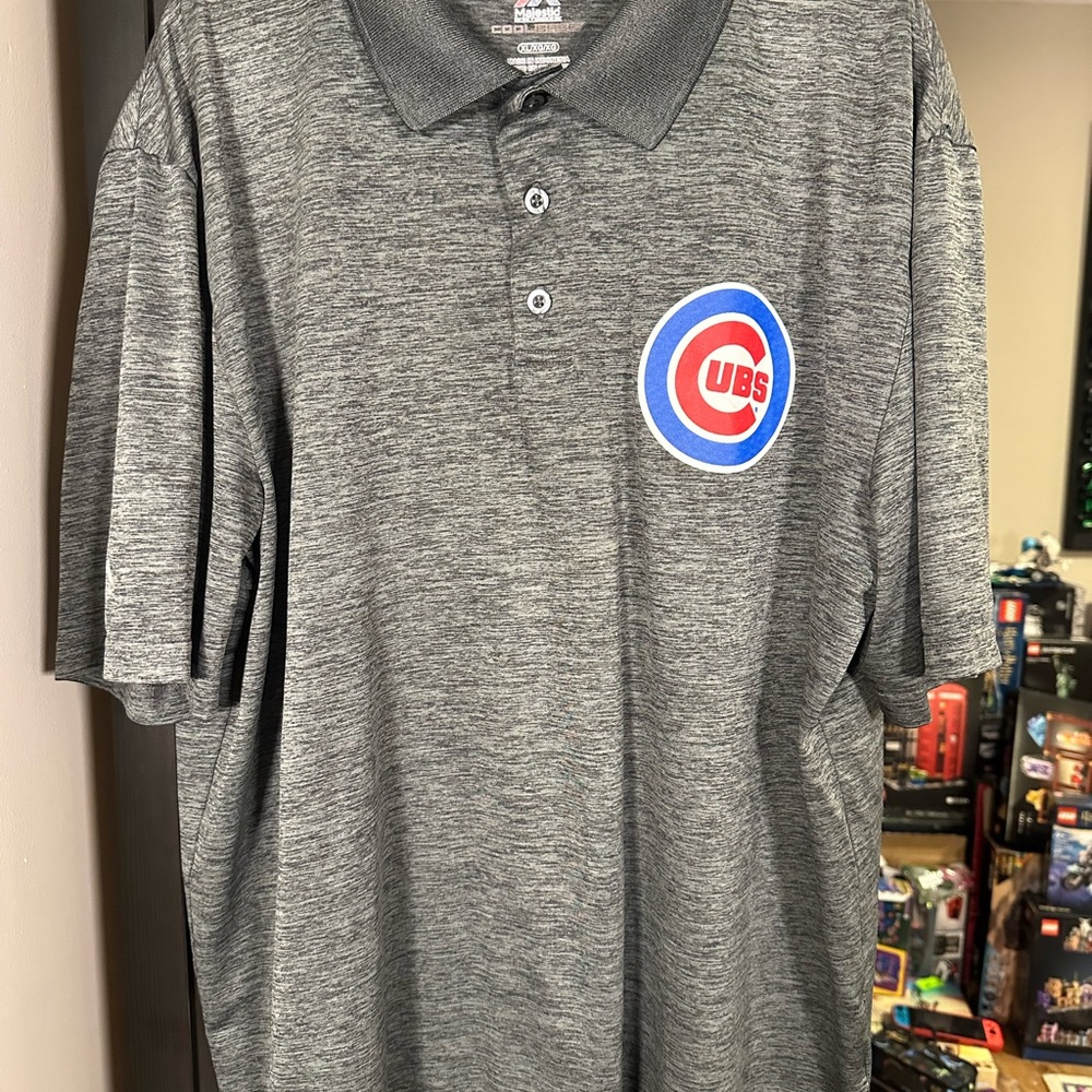 Majestic Chicago Cubs Cool base Short Sleeve Polo Shirt Size XL